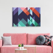 抽象芸術ジオメトリックネイビーブルーグリーンブラウンエレガント キャンバスプリント (インサイチュ (リビング))