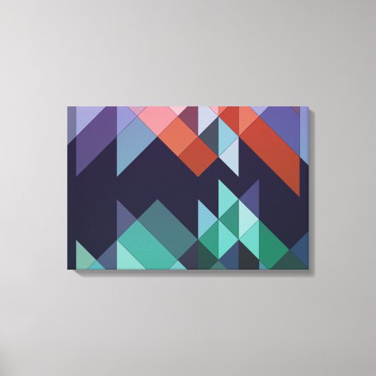 抽象芸術ジオメトリックネイビーブルーグリーンブラウンエレガント キャンバスプリント (正面)