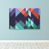 抽象芸術ジオメトリックネイビーブルーグリーンブラウンエレガント キャンバスプリント (インサイチュ (ウッドフロア))