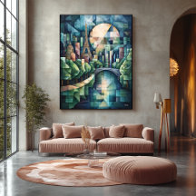 抽象芸術ジオメトリックパリスカイラインとエッフェルタワー