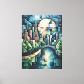 抽象芸術ジオメトリックパリスカイラインとエッフェルタワー キャンバスプリント (正面)