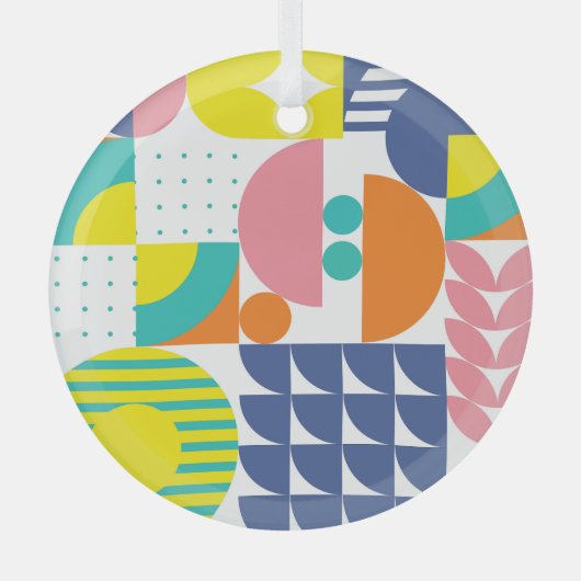 抽象芸術ジオメトリックモダン、ヴィンテージ形状。 ガラスオーナメント (正面)
