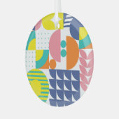 抽象芸術ジオメトリックモダン、ヴィンテージ形状。 ガラスオーナメント (正面左)