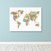 抽象芸術ジオメトリワールドマップ キャンバスプリント (インサイチュ (ウッドフロア))