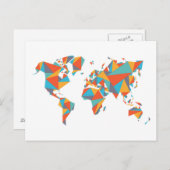 抽象芸術ジオメトリワールドマップ ポストカード (正面/裏面)