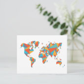 抽象芸術ジオメトリワールドマップ ポストカード (スタンド正面)