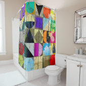 抽象芸術ジオメトリ：ストロークとスプラッシュ シャワーカーテン (インサイチュ)