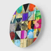 抽象芸術ジオメトリ：ストロークとスプラッシュ ラージ壁時計 (傾斜)