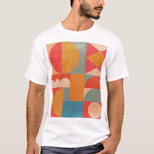 抽象芸術ジオメトリ:ヴィンテージ紙テクスチャ Tシャツ (正面)