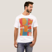 抽象芸術ジオメトリ:ヴィンテージ紙テクスチャ Tシャツ (正面フル)