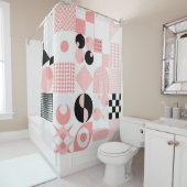 抽象芸術ジオメトリ：明るいヴィンテージシェイプ シャワーカーテン (インサイチュ)