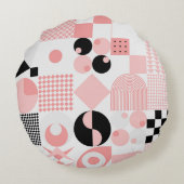 抽象芸術ジオメトリ:明るいヴィンテージシェイプ ラウンドクッション (裏面)