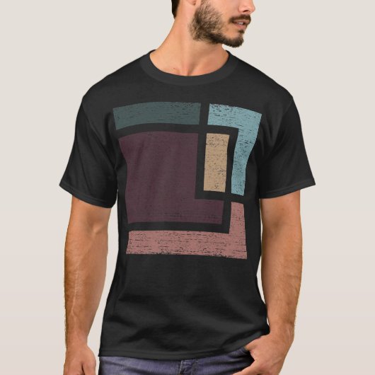 抽象芸術ジオメトリ(Earth Tones Desiを含動揺してむ) Tシャツ (正面)