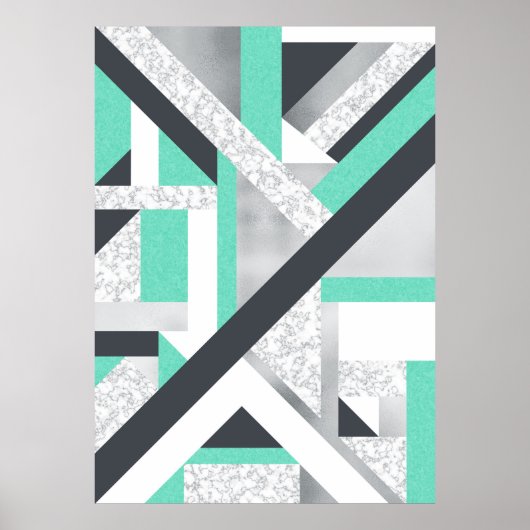 抽象芸術ジオ – 大理石&ミント ポスター (正面)