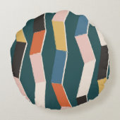 抽象芸術ジグザグシームレスパターン，手絵を描の方向 ラウンドクッション (裏面)