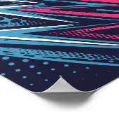 抽象芸術ジグザグジーデザインインシアン&ブライトピンク ポスター (角)