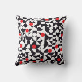 抽象芸術ジミニマルオメトリ白黒と赤の部分 クッション (裏面)