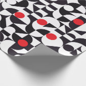 抽象芸術ジミニマルオメトリ白黒と赤の部分 ラッピングペーパー (角)