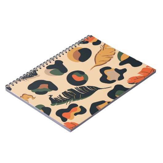 抽象芸術ジャングルの継ぎ目のない模様、野生動物の背景 ノートブック (左側)