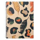 抽象芸術ジャングルの継ぎ目のない模様、野生動物の背景 ノートブック (正面)