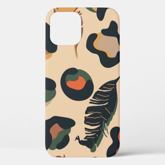 抽象芸術ジャングルの継ぎ目のない模様、野生動物の背景 Case-Mate iPhoneケース (裏面)