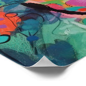 抽象芸術ジャングルカラフルの猫たち ポスター (角)