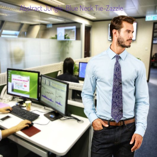 抽象芸術ジャングルブルー ネクタイ