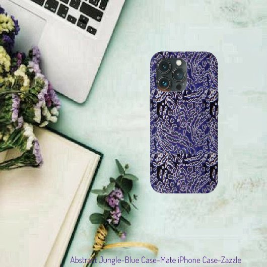 抽象芸術ジャングルブルー iPhoneケース