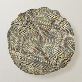 抽象芸術ジュートを少し黄金の金属音投げ ラウンドクッション
