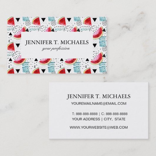 抽象芸術スイカ模様 名刺 (正面/裏面)