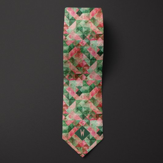 抽象芸術スイカ水彩モノグラム ネクタイ