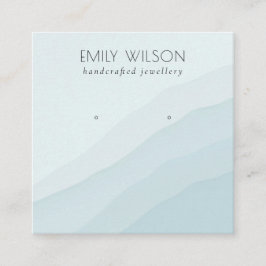 抽象芸術スカイブルーウェーブスタッドイヤリングディスプレイ  スクエア名刺