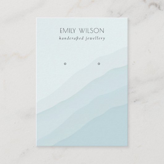 抽象芸術スカイブルーウェーブスタッドイヤリングディスプレイ 名刺 (正面)