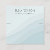 抽象芸術スカイブルーウェーブネックレスバンドテンプレート スクエア名刺 (正面)