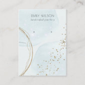 抽象芸術スカイブルー金ゴールドネックレスイヤリングディスプレイ 名刺 (正面)