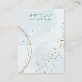 抽象芸術スカイブルー金ゴールドネックレスイヤリングディスプレイ 名刺