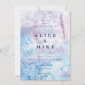 抽象芸術スカイブルー&パープルウォーターカラー銀河系インビ 招待状 (正面)