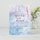 抽象芸術スカイブルー&パープルウォーターカラー銀河系インビ 招待状 (スタンド正面)