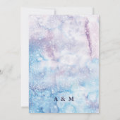 抽象芸術スカイブルー&パープルウォーターカラー銀河系インビ 招待状 (裏面)