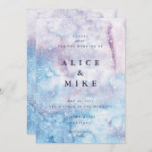 抽象芸術スカイブルー&パープルウォーターカラー銀河系インビ 招待状 (正面/裏面)