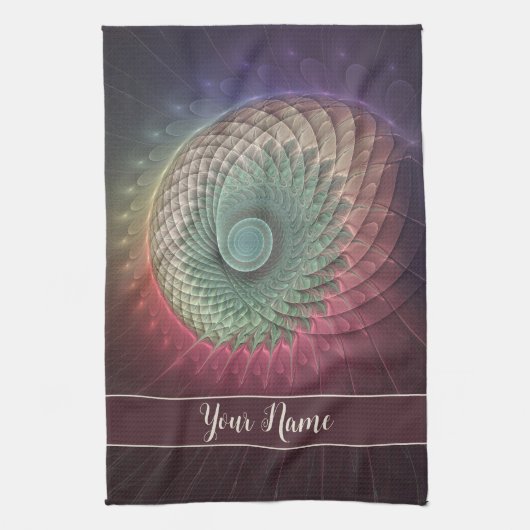 抽象芸術スカラフルタニレモダンルフラクタルアート名 キッチンタオル (縦)