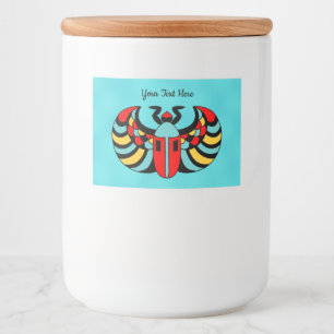 抽象芸術スカラブカ鮮やかブライトカラーon Aqua フードラベル