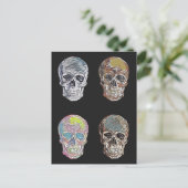 抽象芸術スカルヴィンテージレトロ不気味なタトゥースタイル ポストカード (スタンド正面)