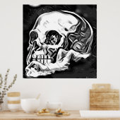 抽象芸術スカル男の女性幻想アート ポスター (キッチン)