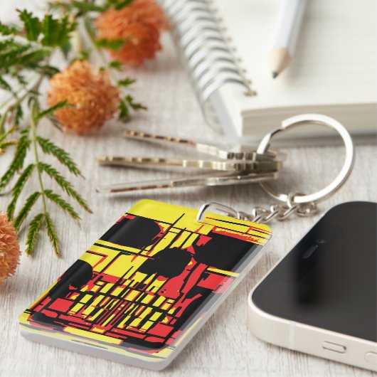 抽象芸術スカル鮮やか色 キーホルダー (正面右)