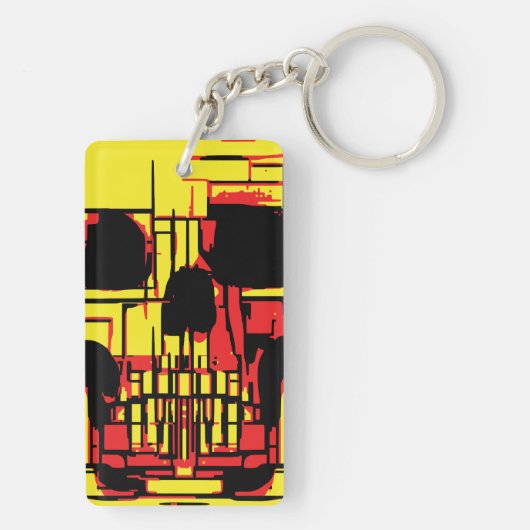 抽象芸術スカル鮮やか色 キーホルダー (裏面)