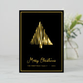 抽象芸術スカンジクリスマスツリーブラック金ゴールド 箔シーズンカード (立ち正面)