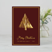 抽象芸術スカンジクリスマスツリーブルゴーニュ金ゴールド 箔シーズンカード (立ち正面)