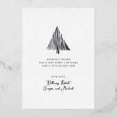 抽象芸術スカンジクリスマスツリーブルゴーニュ金ゴールド 箔シーズンカード (裏面)