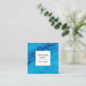 抽象芸術スキューバブルーアルコールインクリキッドアート スクエア名刺 (スタンド正面)